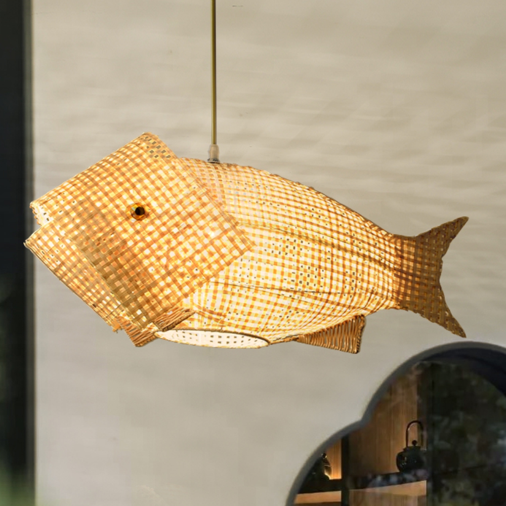 竹藝魚形吊燈